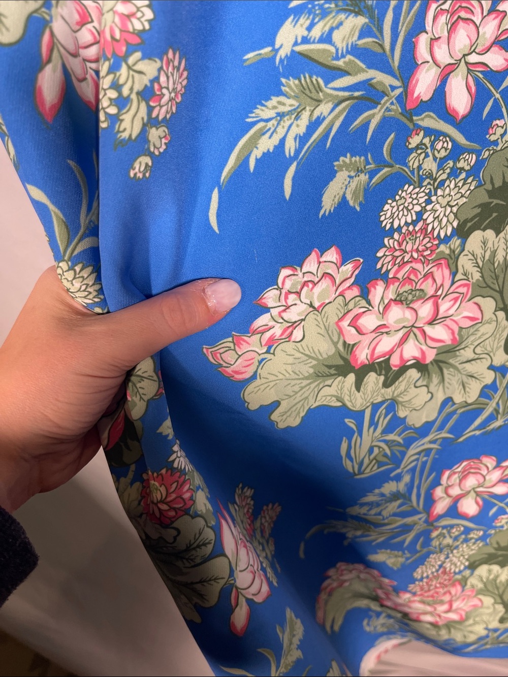 Tuckernuck Blue Floral Mini Dress with Pink and Green Accents - Picture 4 of 7